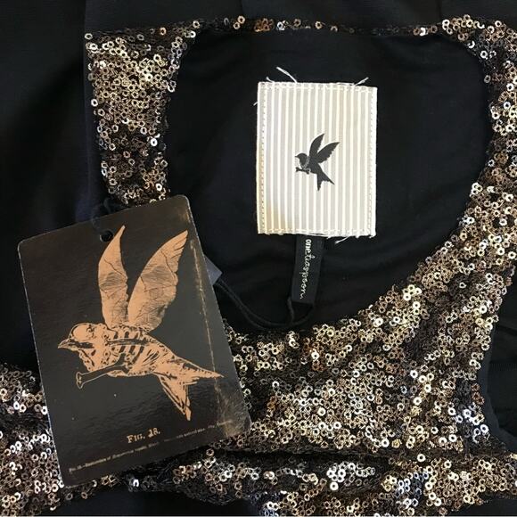 One Teaspoon Black Gold Sequin Bodycon Party NYE Graduation Holiday Dress XXS - Picture 9 of 13